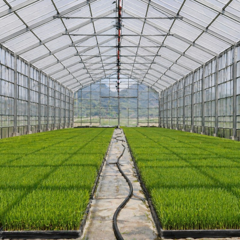 米と音 ビニールハウスでの育苗